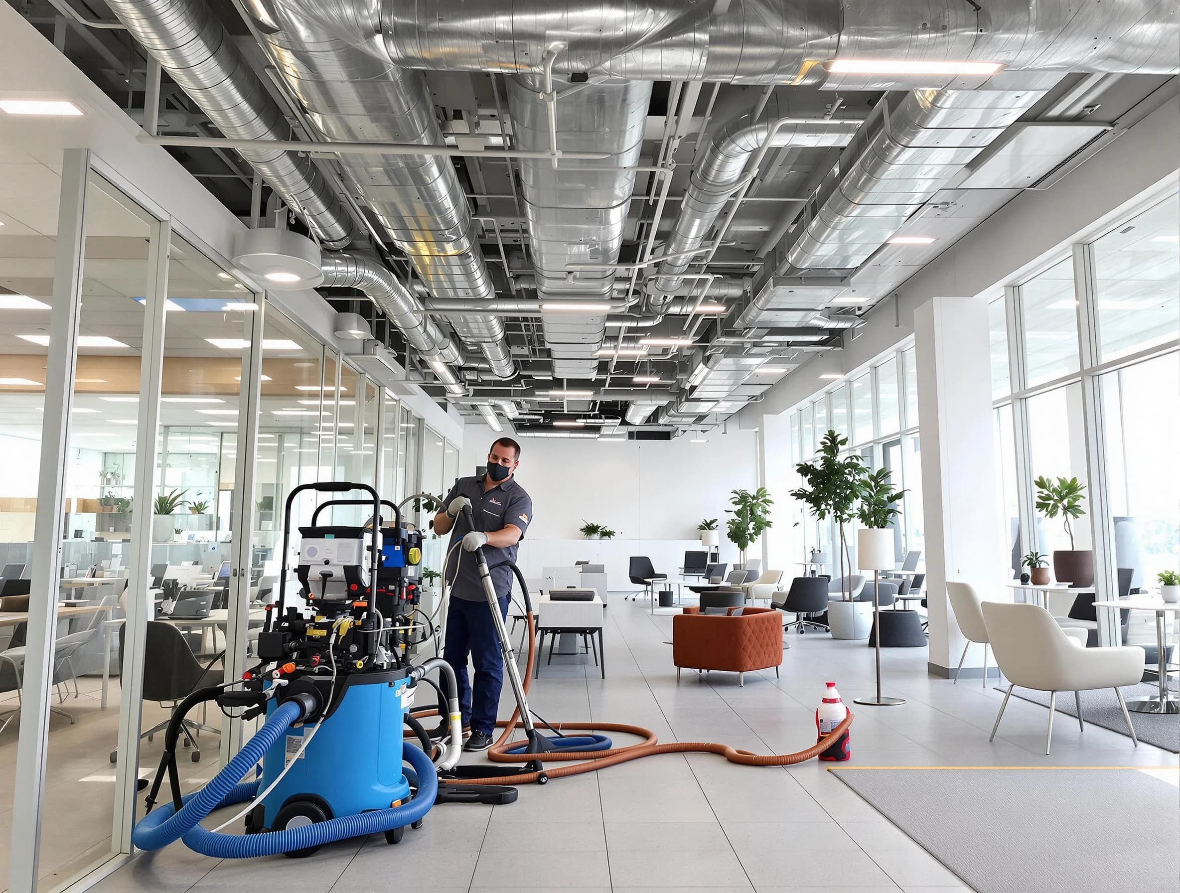 Lone Tree Air Duct Cleaning team conducting comprehensive commercial duct cleaning at a business location in Lone Tree