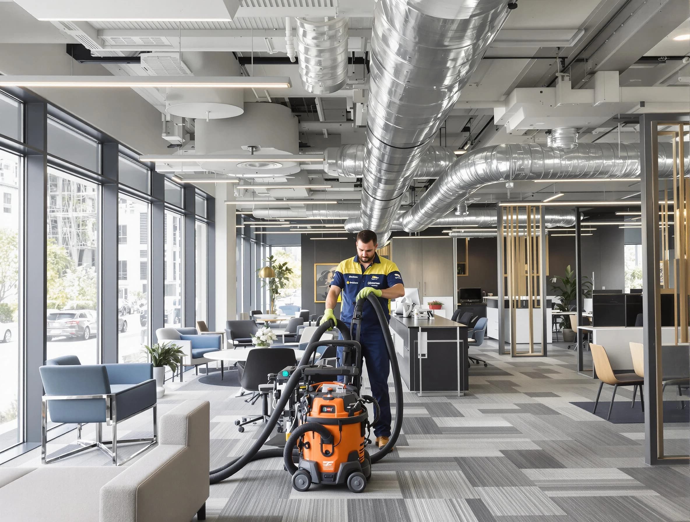 Lone Tree Air Duct Cleaning team performing thorough commercial duct cleaning at a Lone Tree business center