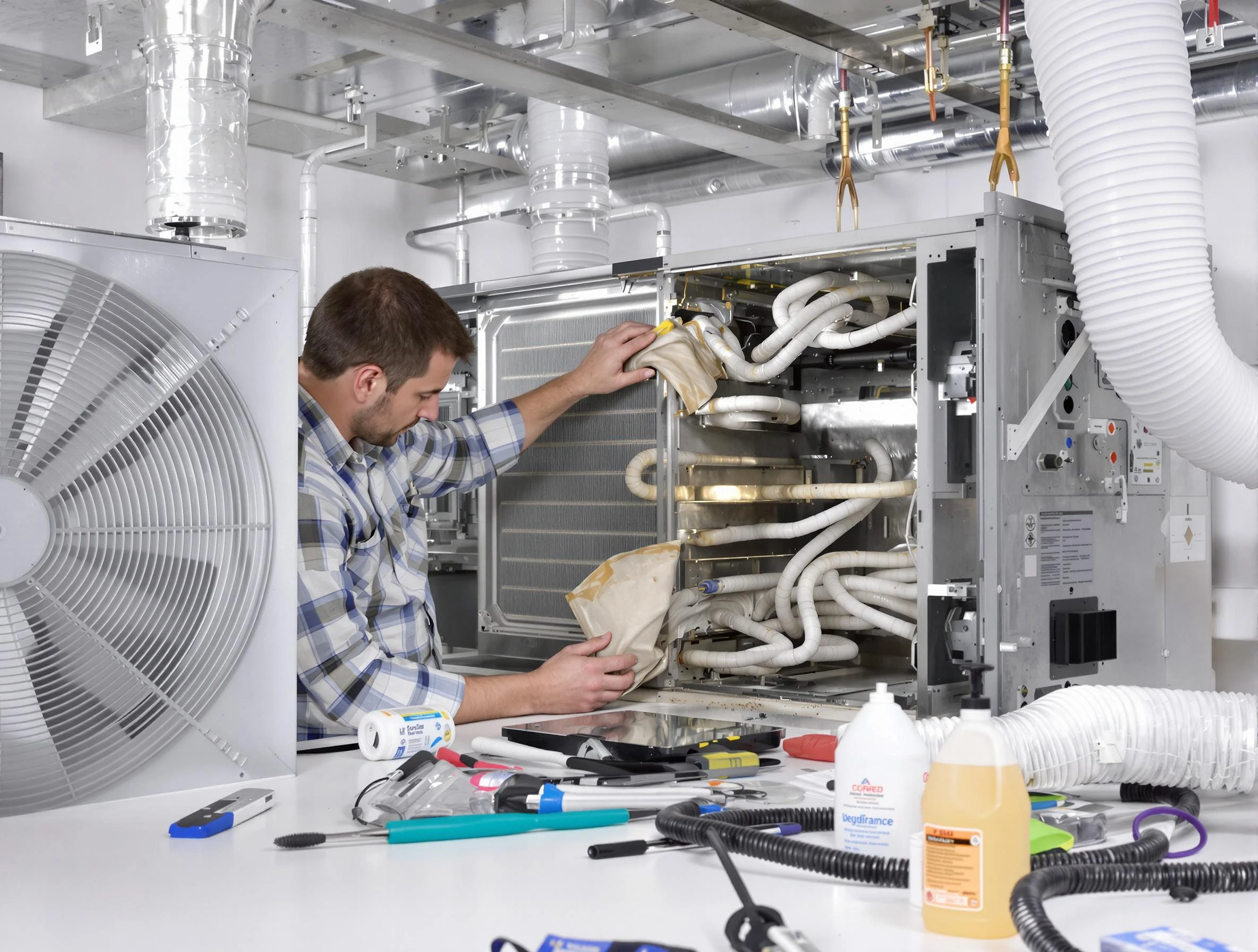 Lone Tree Air Duct Cleaning specialist performing precision AC coil cleaning in Lone Tree